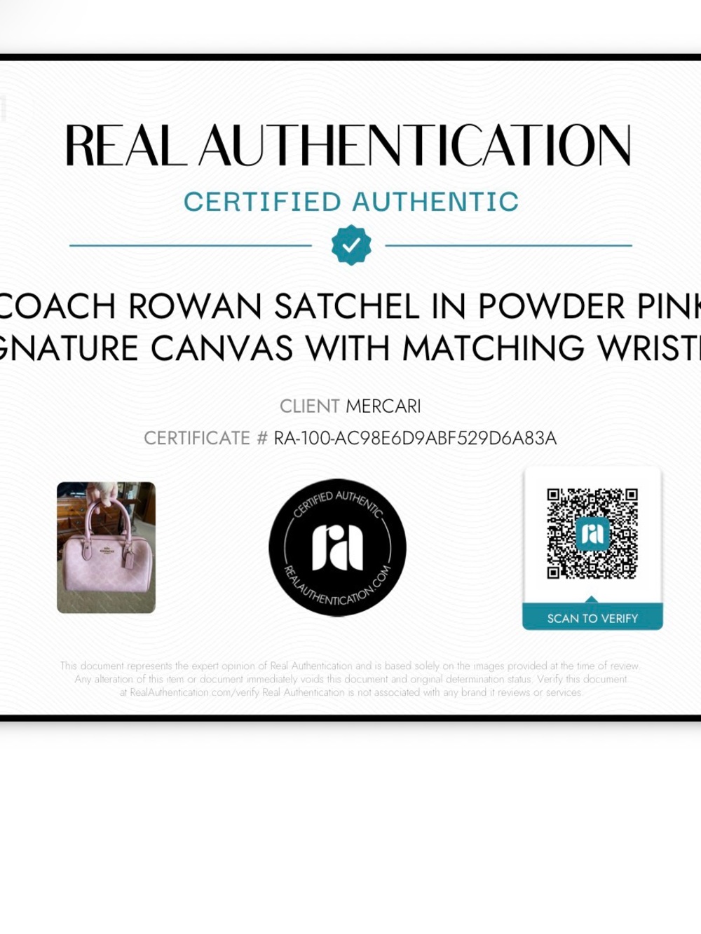 Coach Rowan Satchel in Powder Pink Signature Canvas with Matching Wristlet - Picture 11 of 11